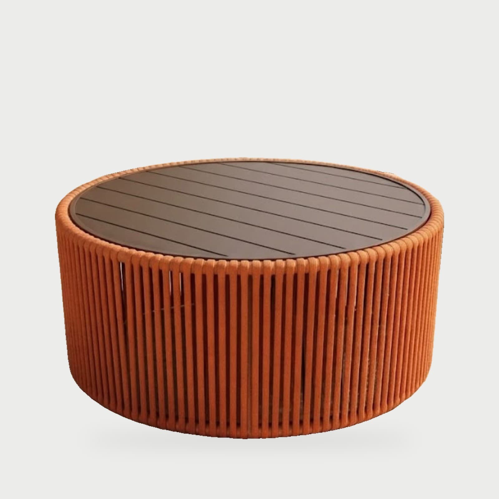 Mesa de centro redonda de corda terracota