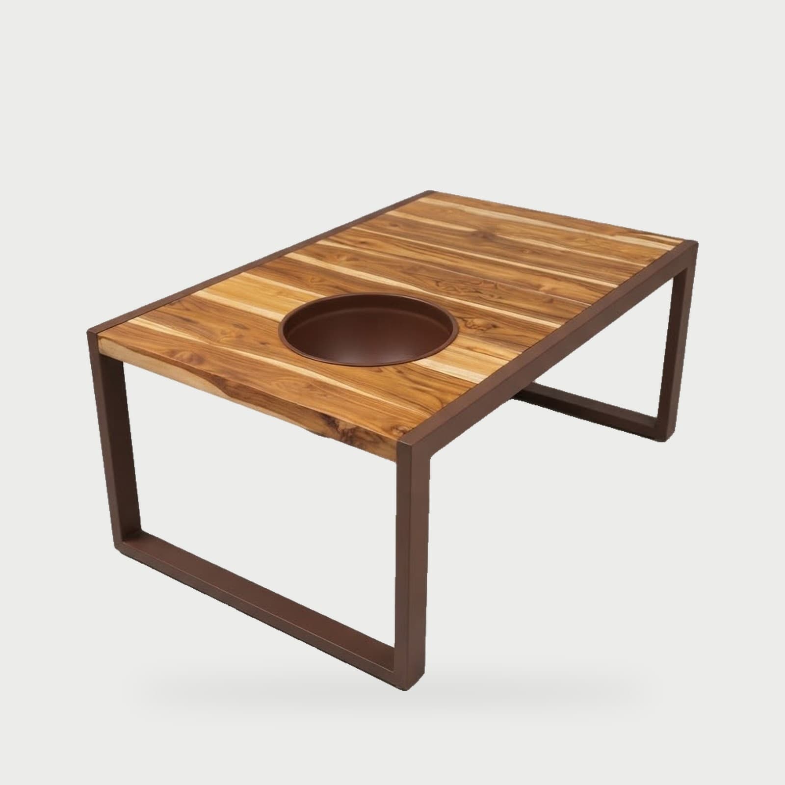 Mesa de centro de madeira com cooler