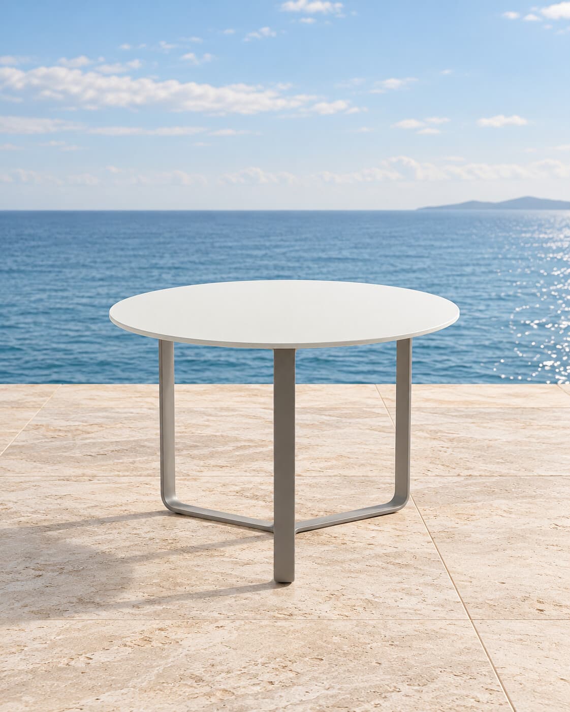 Mesa de apoio redonda em ambiente