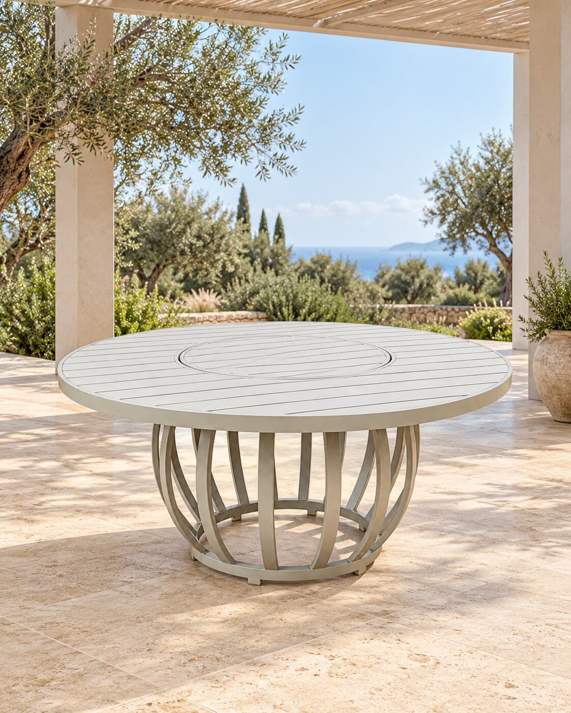 Mesa Pratic diam. 1,60m pé Barrica em ambiente