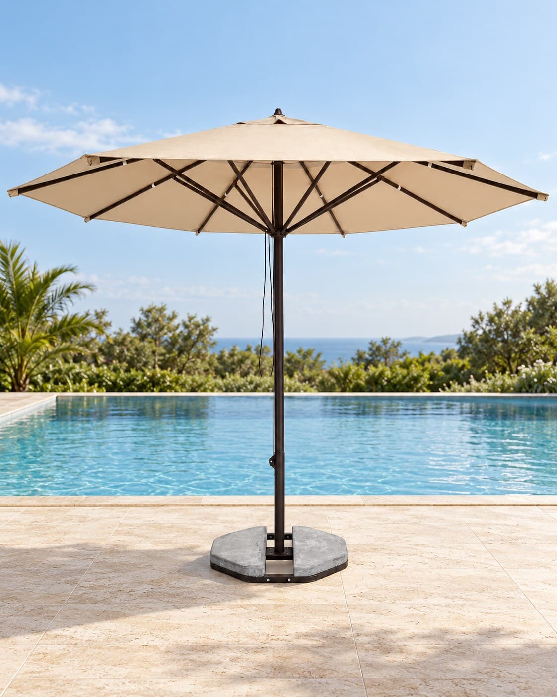 Ombrelone ELEGANCE central 4m diam em ambiente