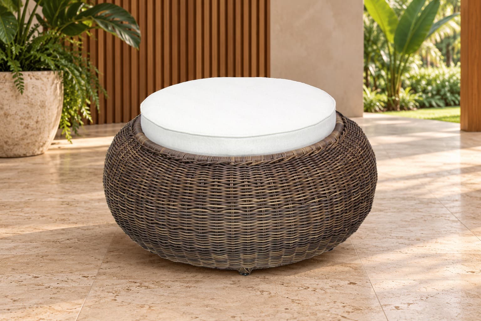 Puff baixo CONTEMPORANEA cordão/estofado em ambiente