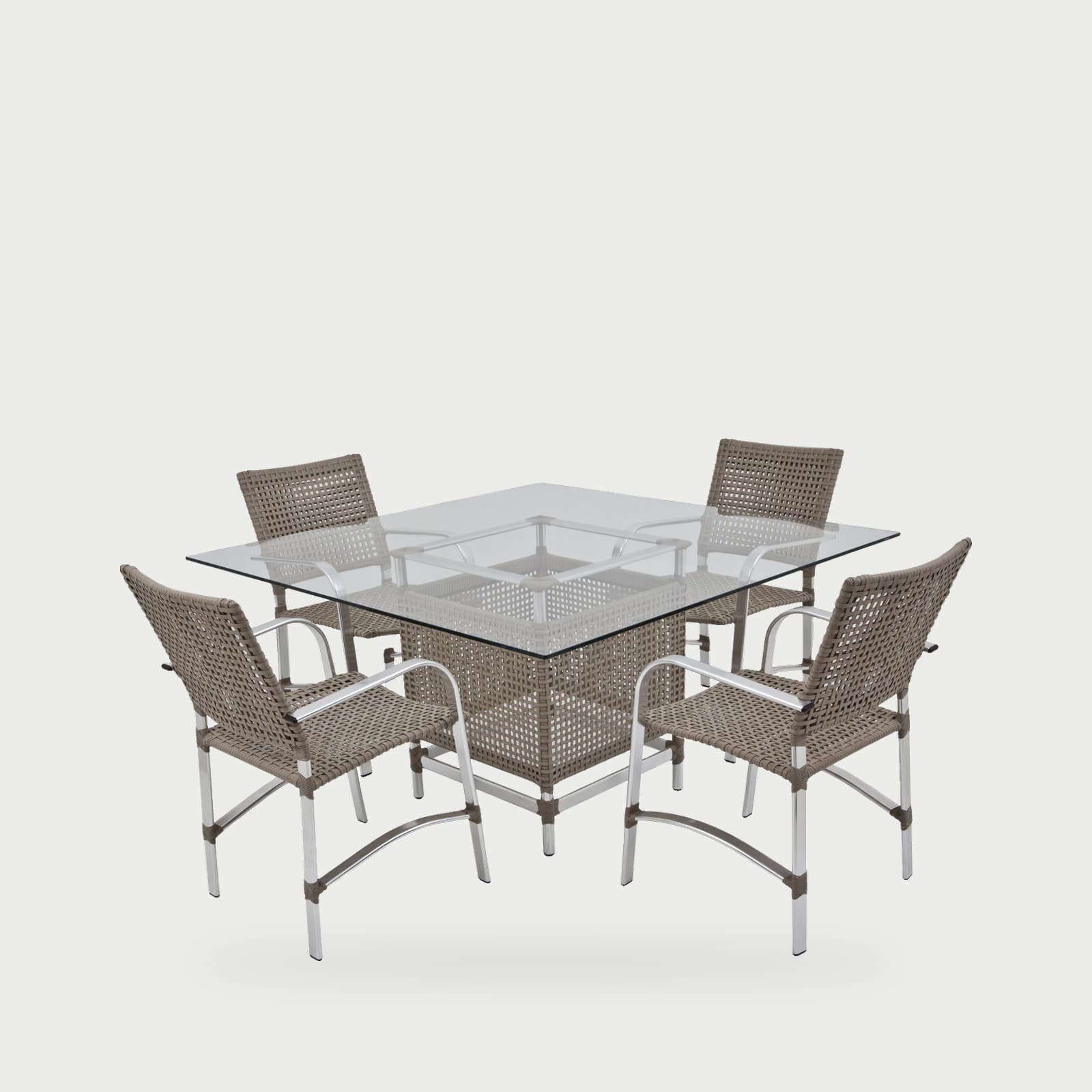 Mesa quadrada Elegance alum/vidro