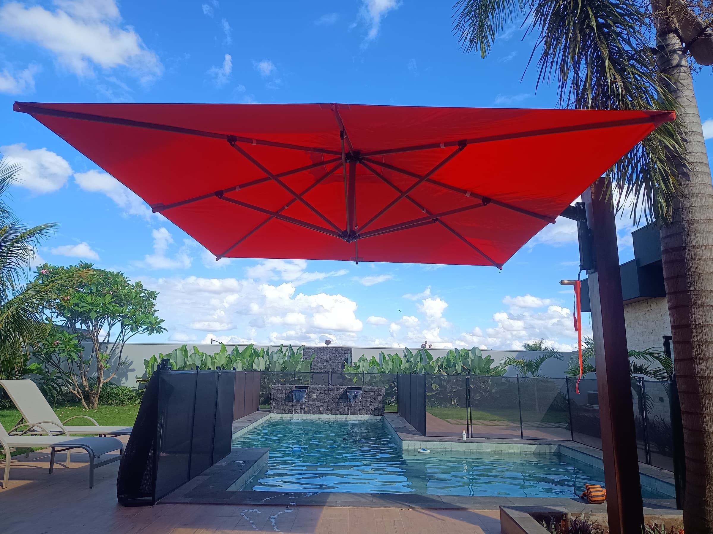 Ombrelone ELEGANCE parede/estaca quadrado 3x3 m híbrido