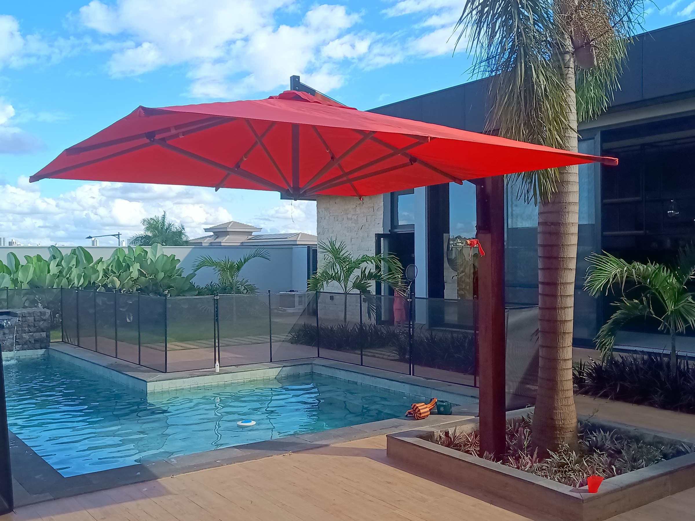 Ombrelone ELEGANCE parede/estaca quadrado 3x3 m híbrido