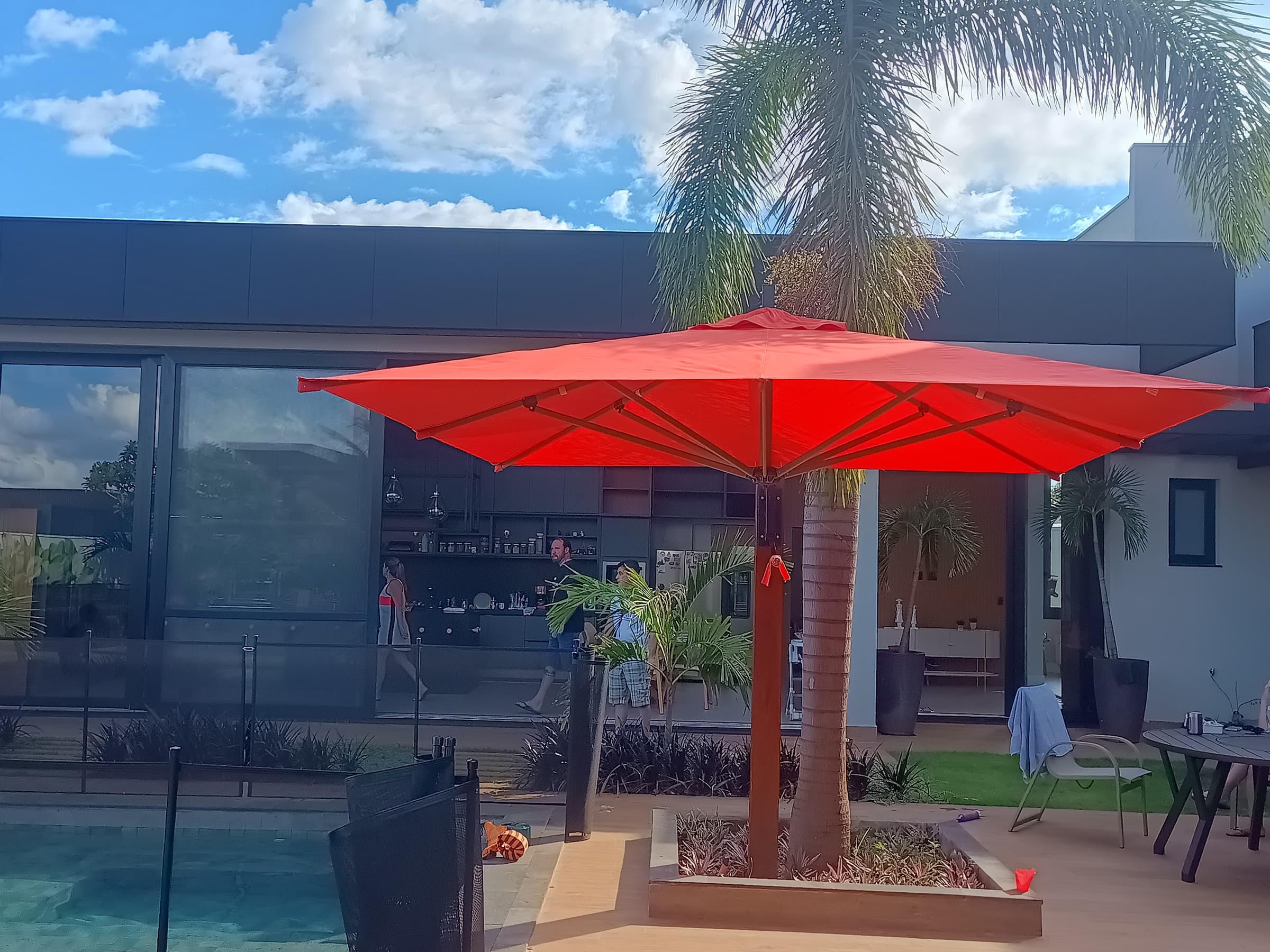 Ombrelone ELEGANCE parede/estaca quadrado 3x3 m híbrido