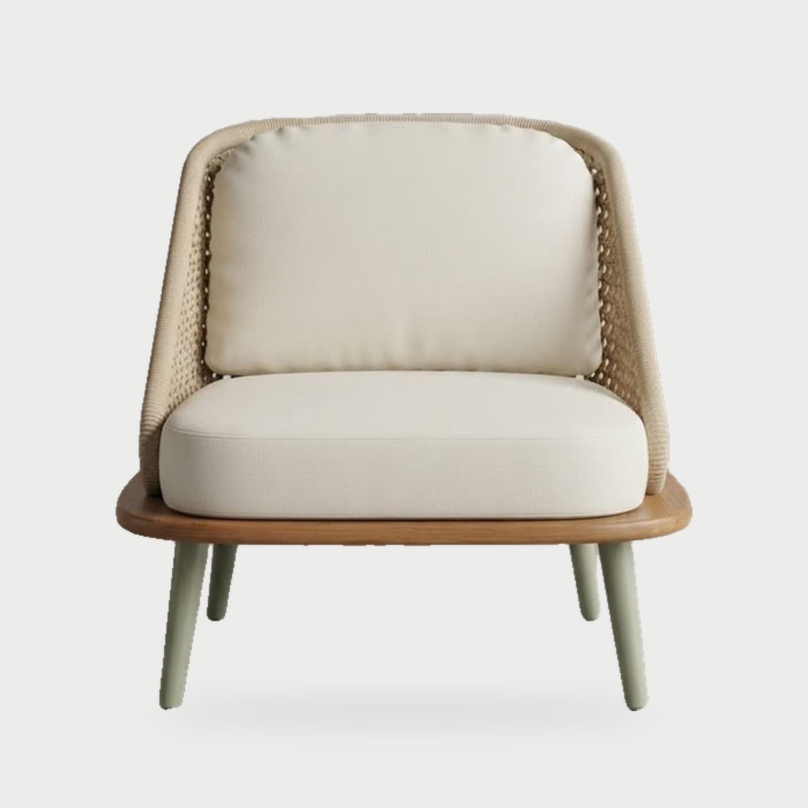 Poltrona com base de madeira