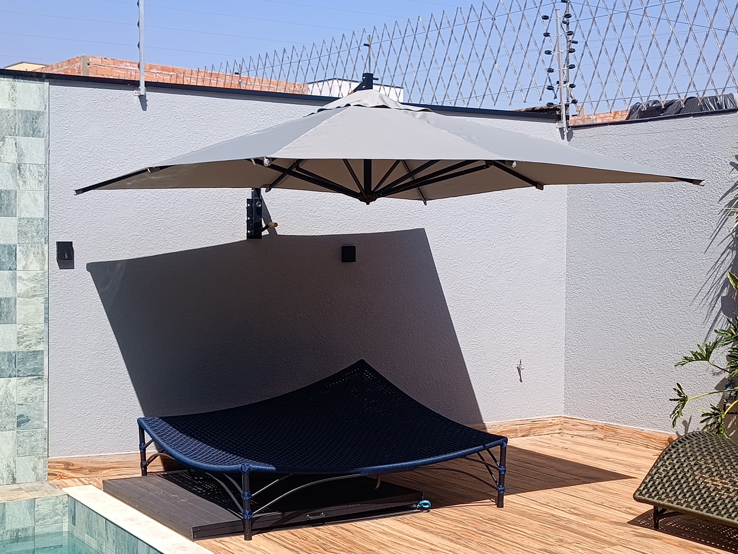 Ombrelone ELEGANCE parede/estaca quadrado 3x3 m híbrido